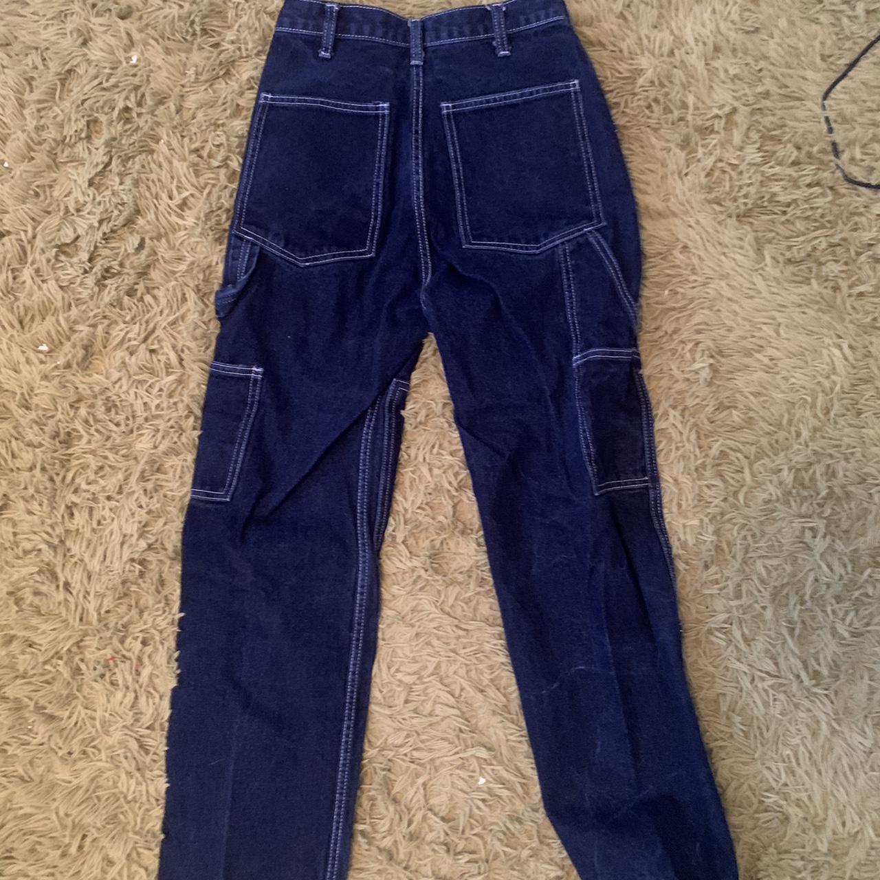 Brandy Melville Talia Dark Wash Cargo Jeans Super - Depop