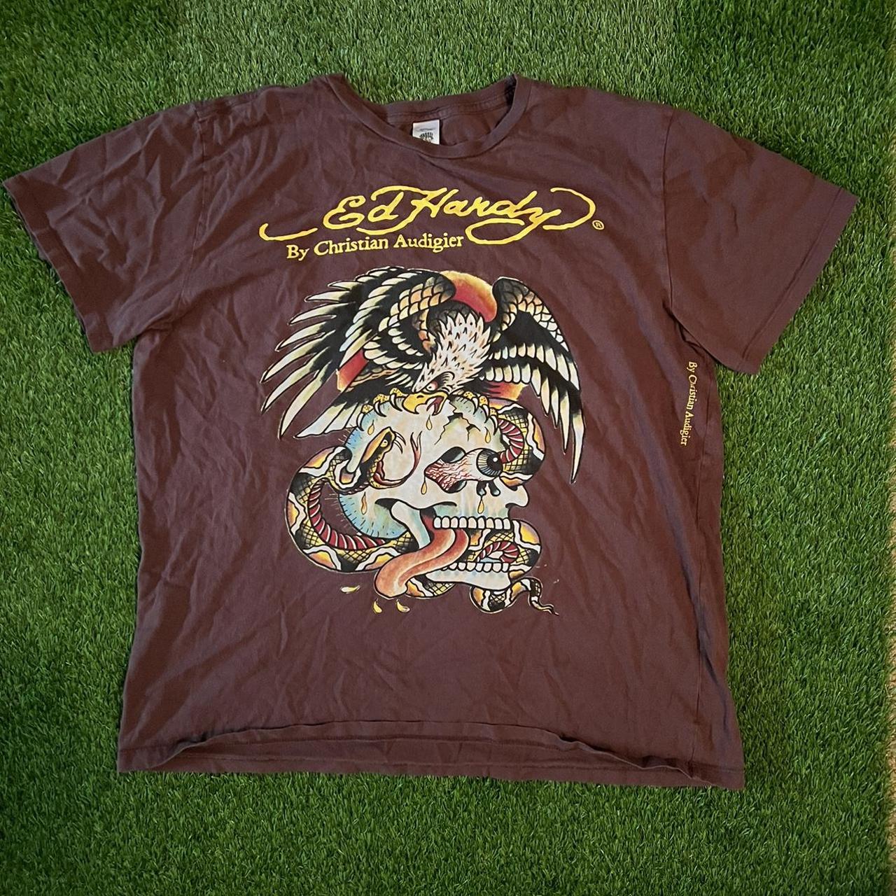 Ed hardy Tee Cool graphic Ed Hardy Tee. Burgundy... - Depop