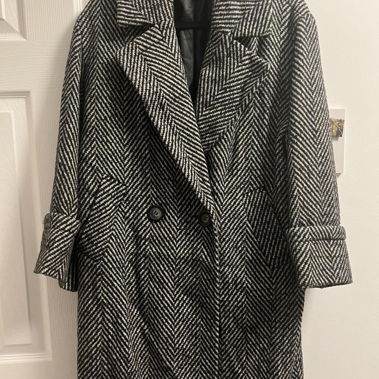 ASOS Women's Black and White Coat | Depop