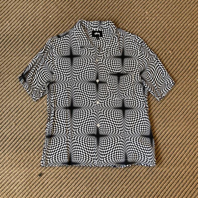 Stussy Psychedelic Checker Shirt 100% Rayonne Pit... - Depop