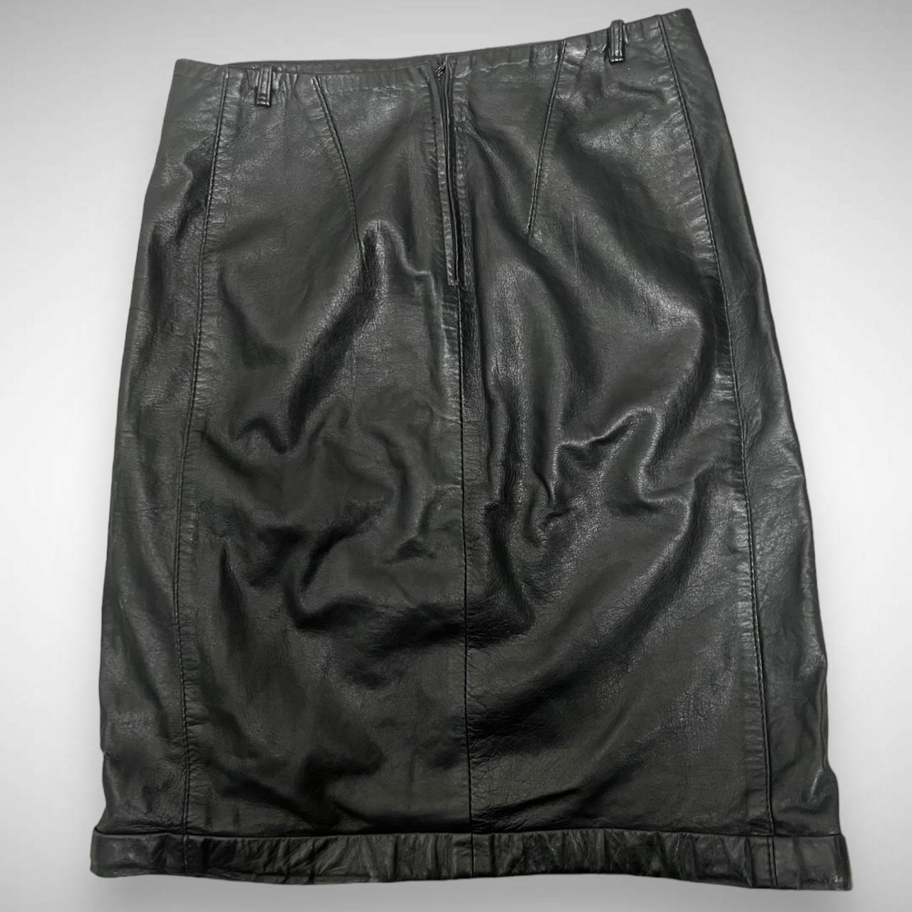 factory outlet Ann Demeulemeester Leather Pencil Skirt Tear on the