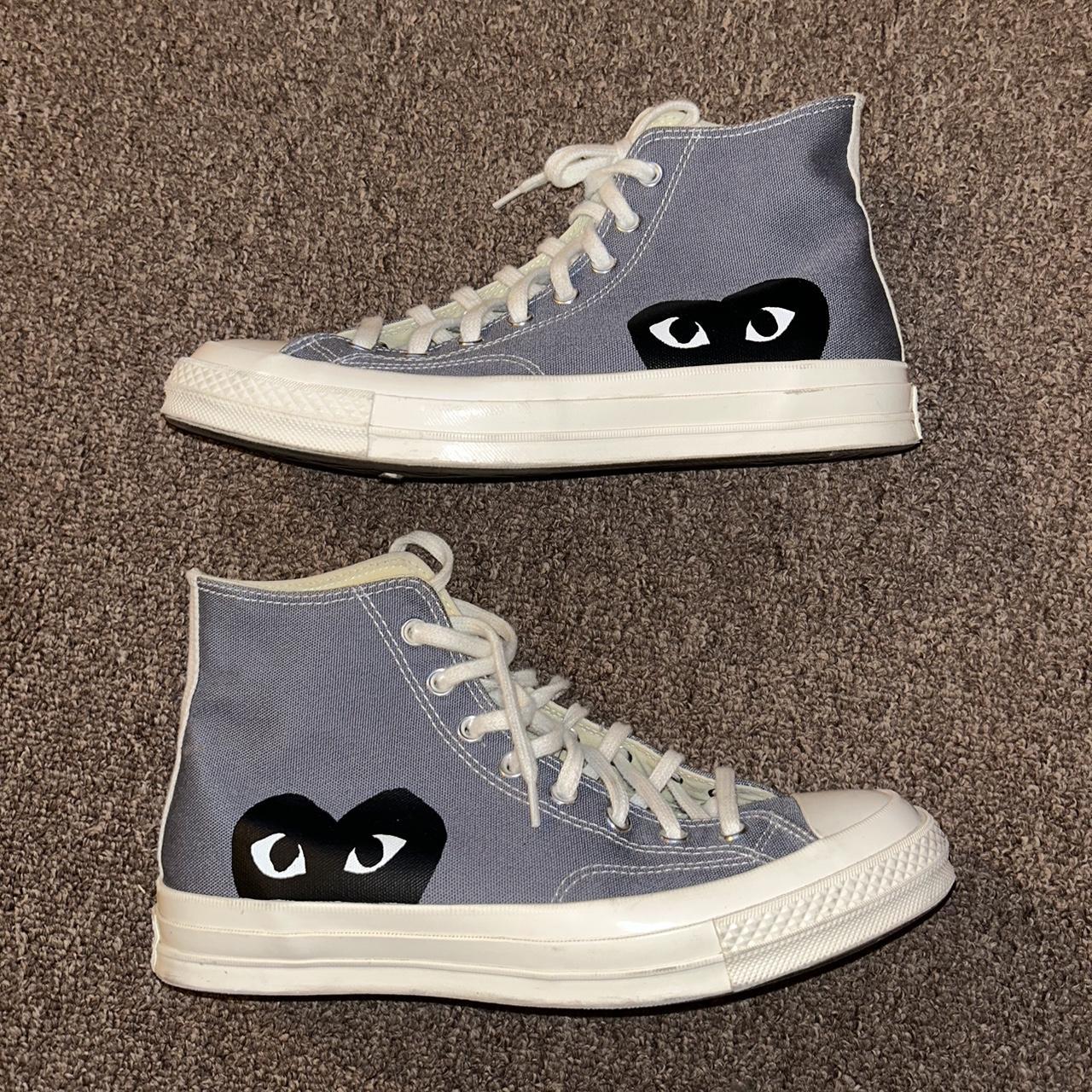 Blue CDG Converse. I just bought them off of Depop... - Depop