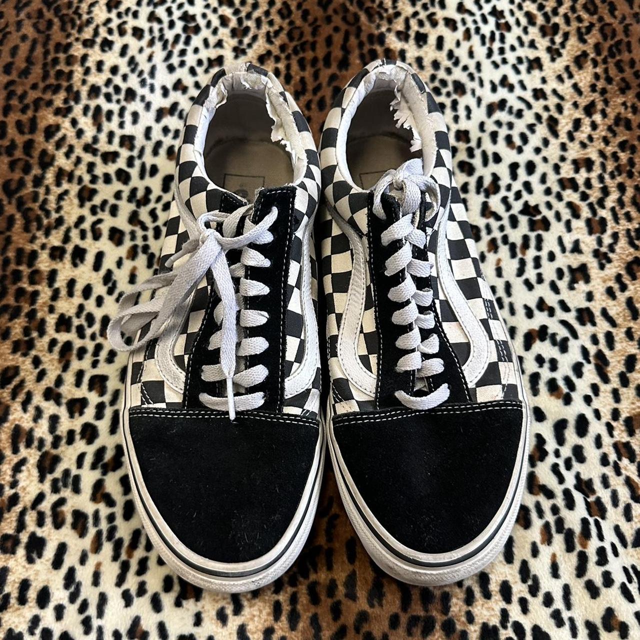 vans old skool black and white checkered they are. Depop