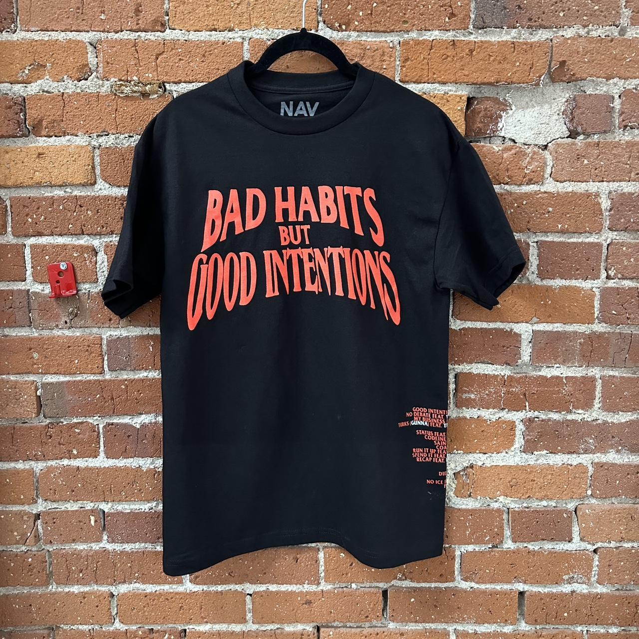 Vlone X Nav Bad Habits But Good Intentions Tee White Sole, 42 OFF