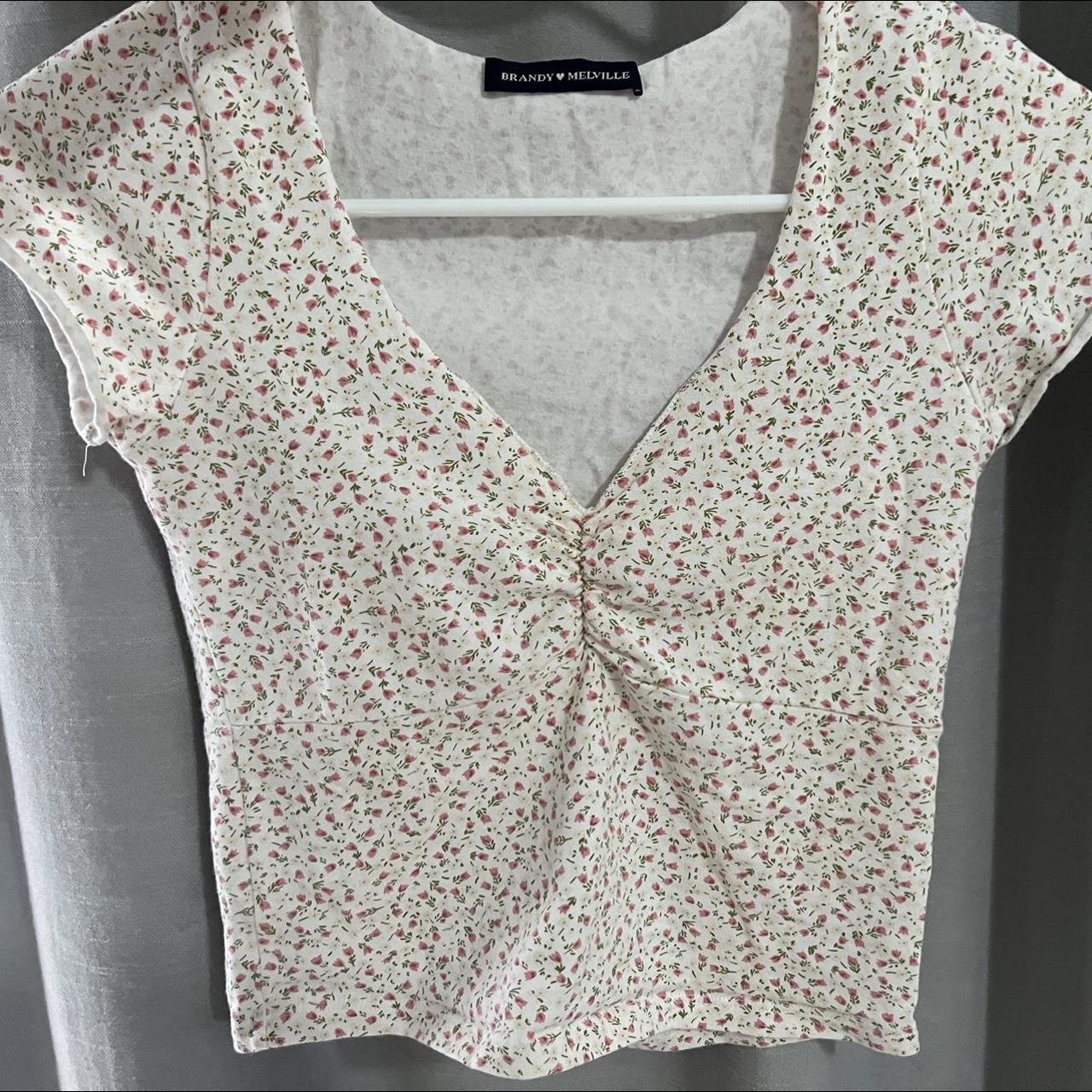 brandy melville floral gina top one size but best... - Depop