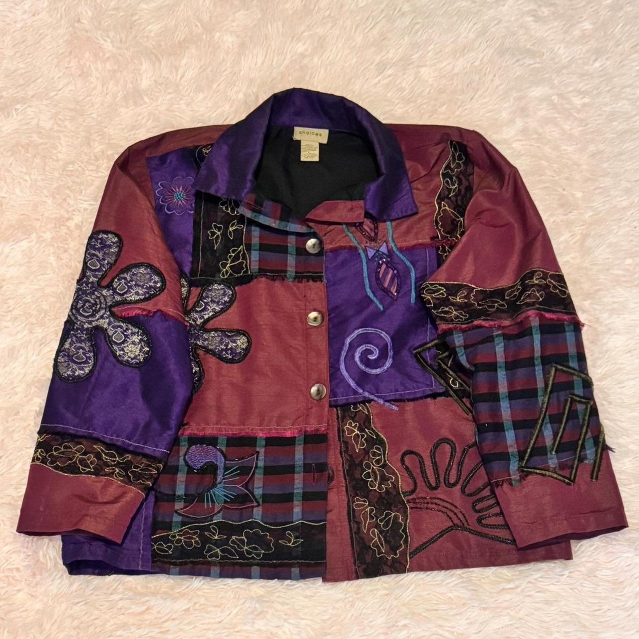 Women's Jacket - Multi/Purple - L – Boho Patchwor… - image 1