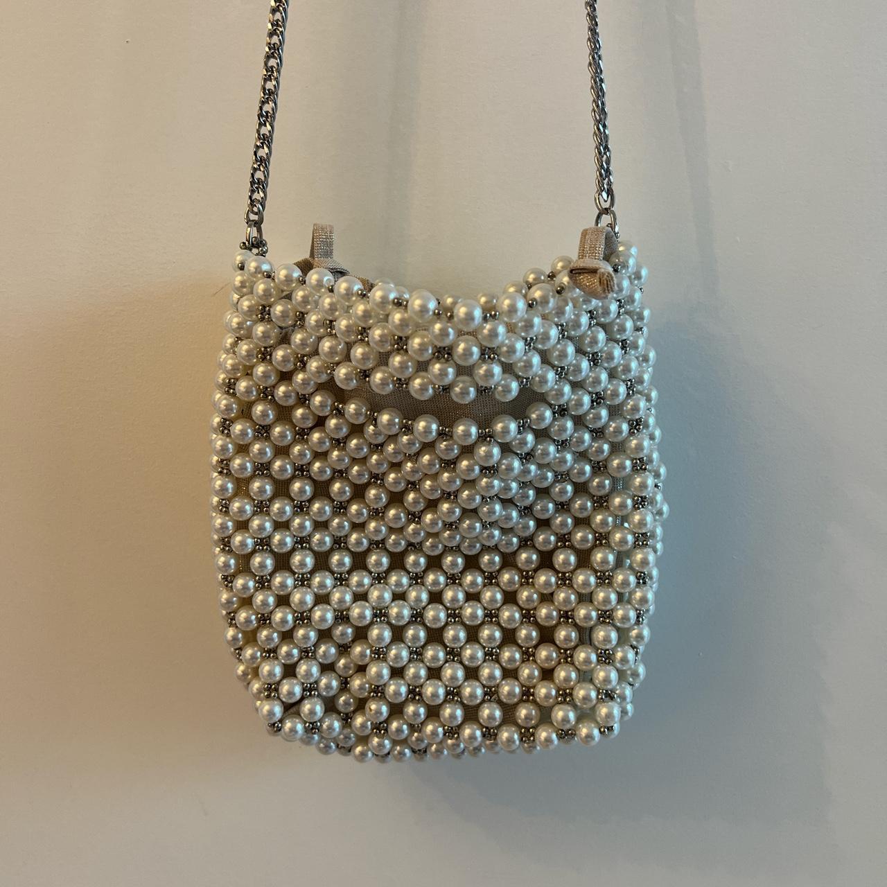 Zara Pearl Bucket Bag has linen lining high