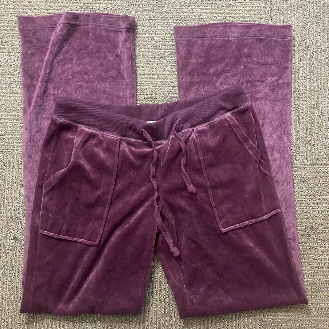 Y2K purple velour tracksuit pants! has large pockets... - Depop