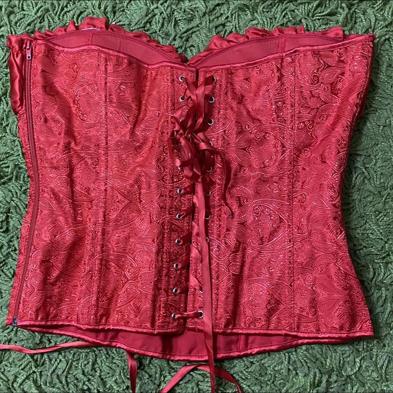 red corset top in perfect condition. laces... Depop