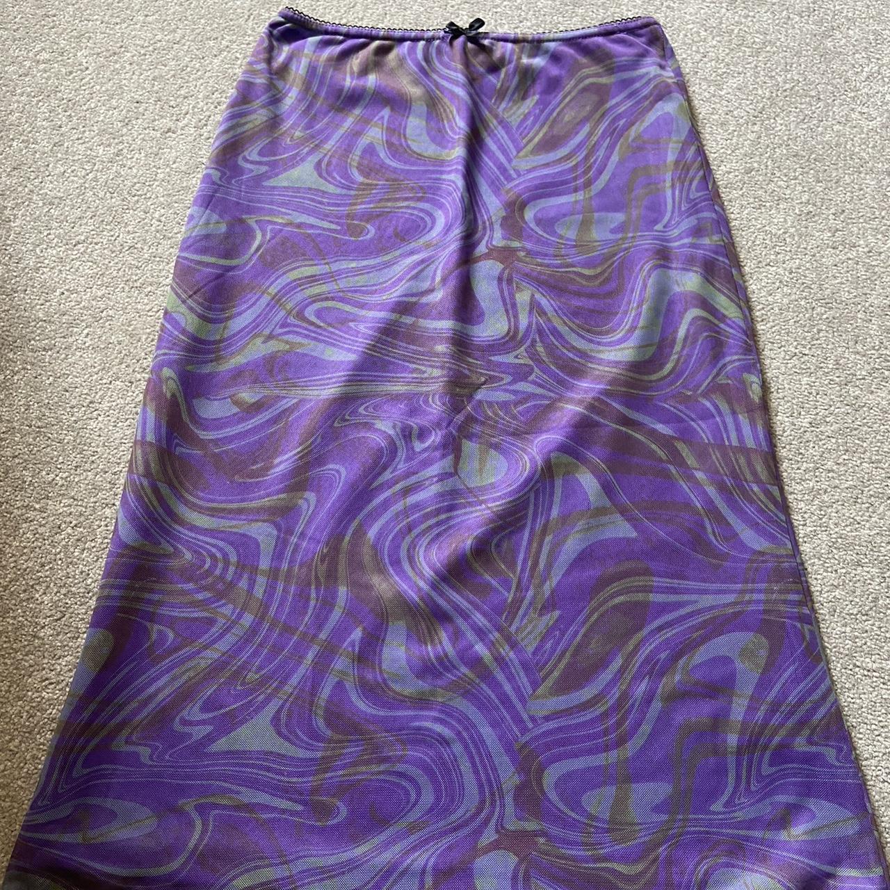 UO midi skirt, purple and greens, size xs free... - Depop