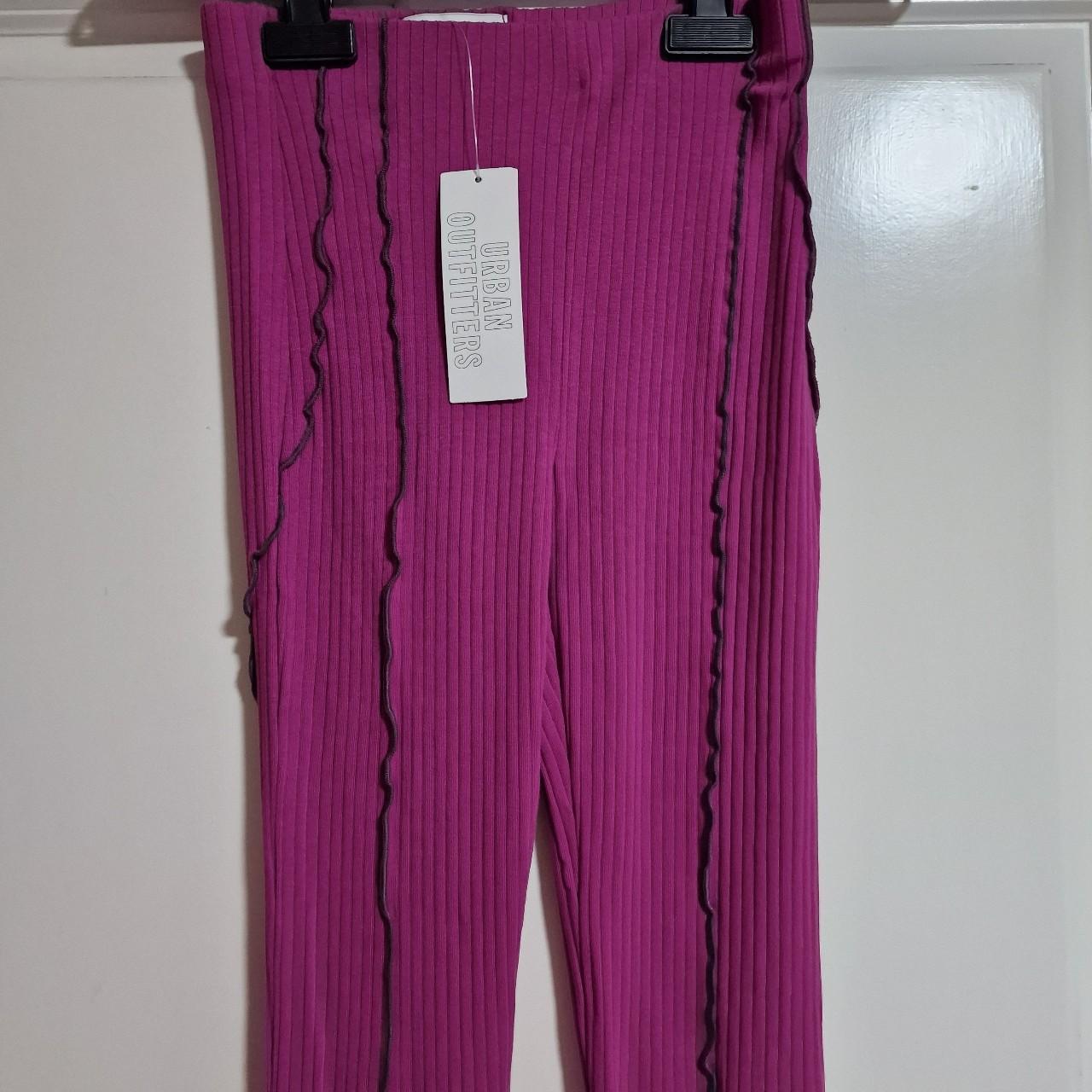 Urban Outfitters Flared Ribbed Leggings Trousers uk... Depop