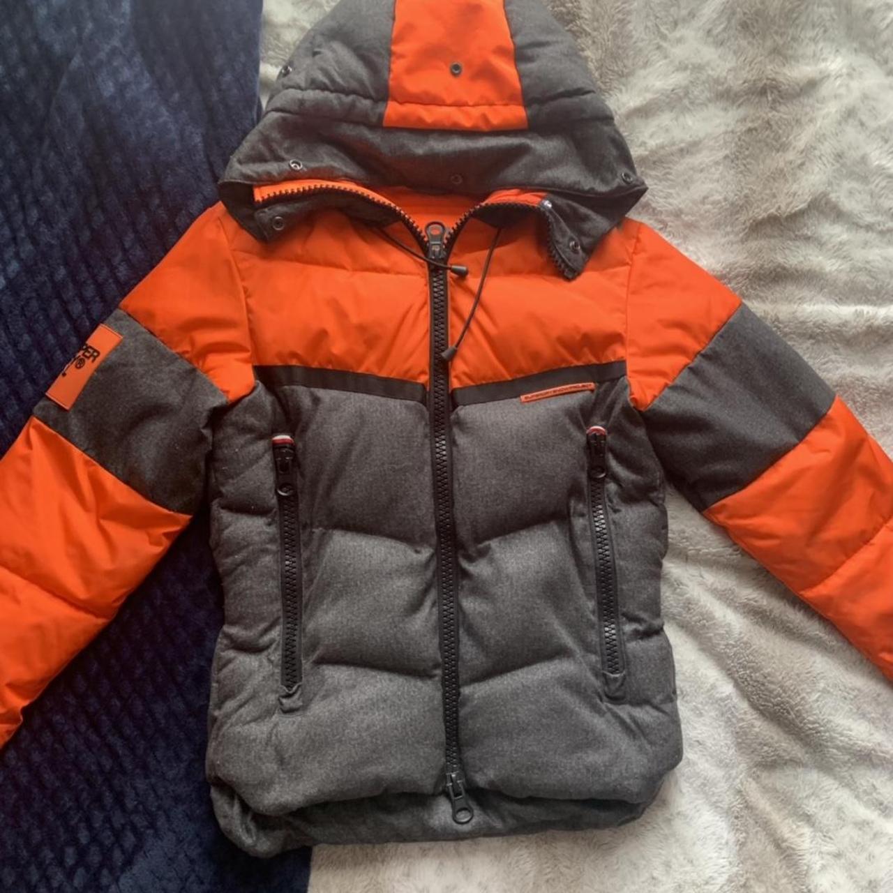 Superdry Men's Orange and Grey Jacket | Depop