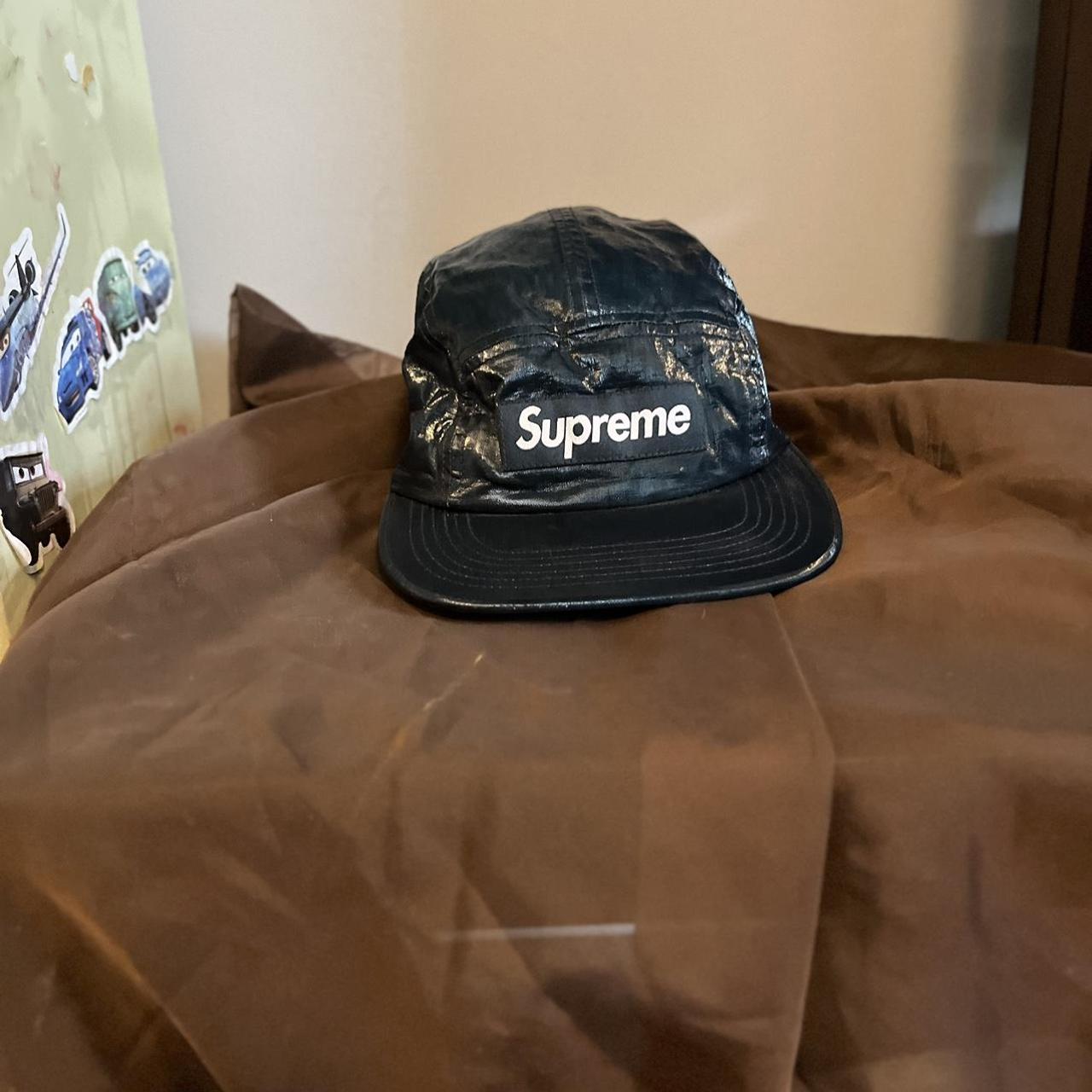 Supreme black box logo polyurethane hat in pristine... - Depop