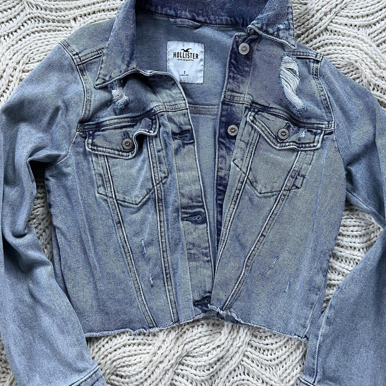 hollister cropped jean jacket worn only a couple of... Depop
