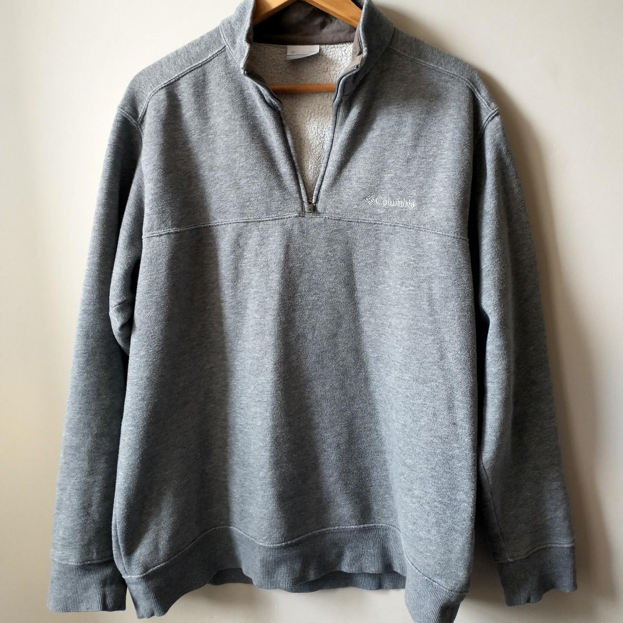 Size M grey Columbia quarter zip pullover. In good... - Depop