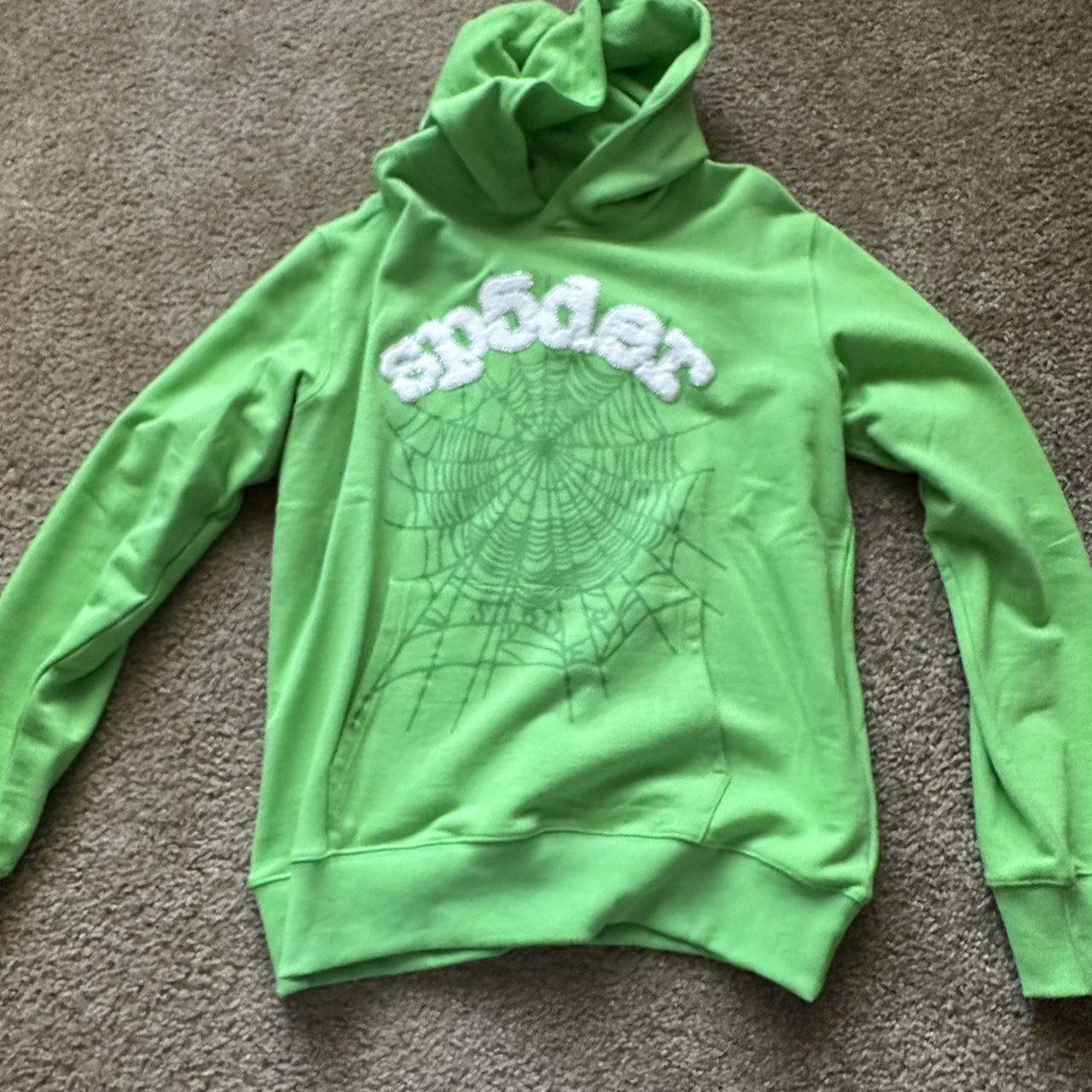 Green spider hoodie size M - Depop