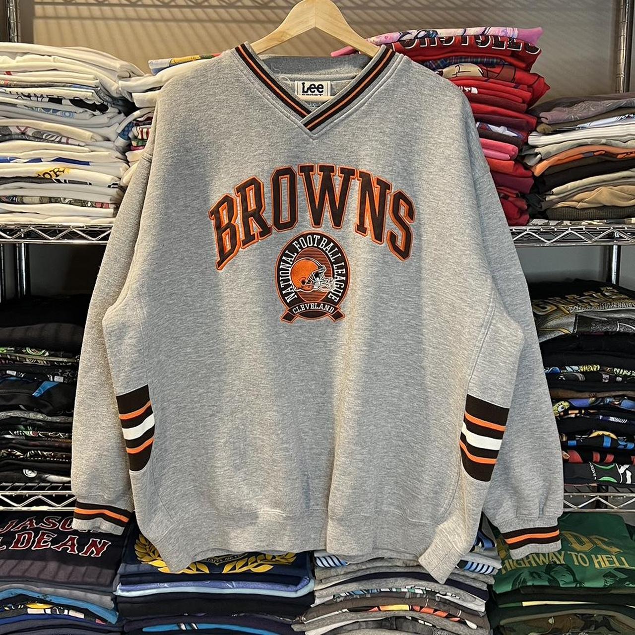 Vintage 2000s Cleveland Browns Logo Brown T Shirt In - Depop