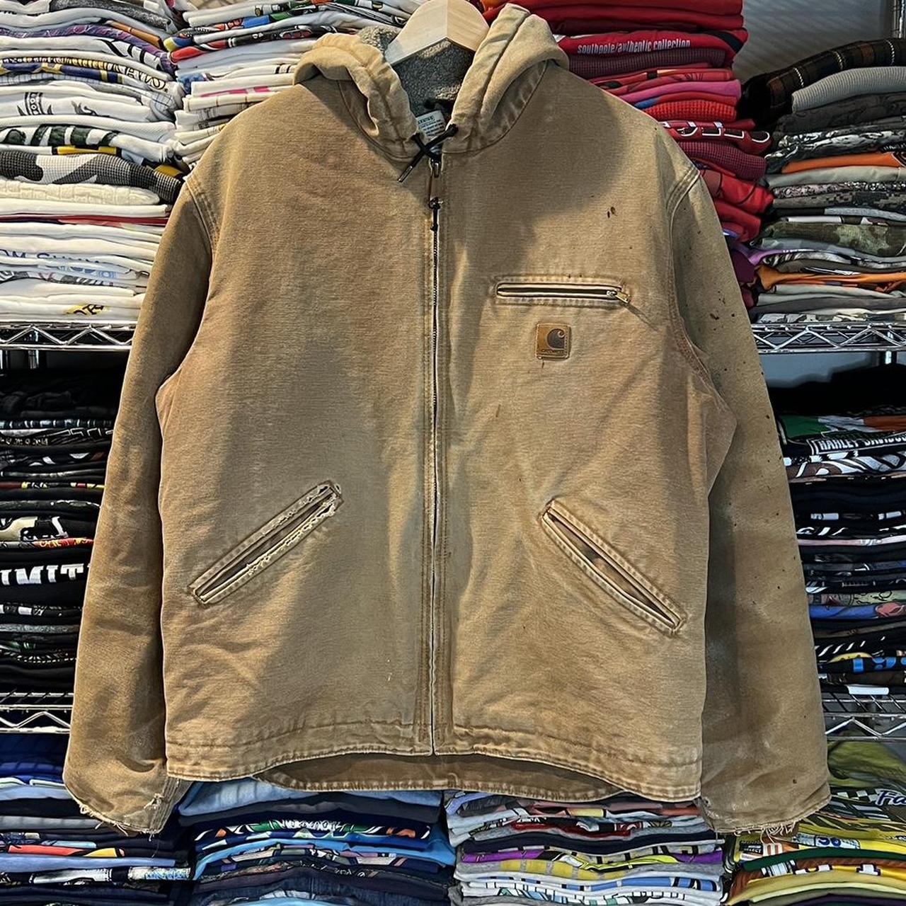 Vintage y2k 2000s Carhartt Zip Up Sherpa Lined Faded... - Depop