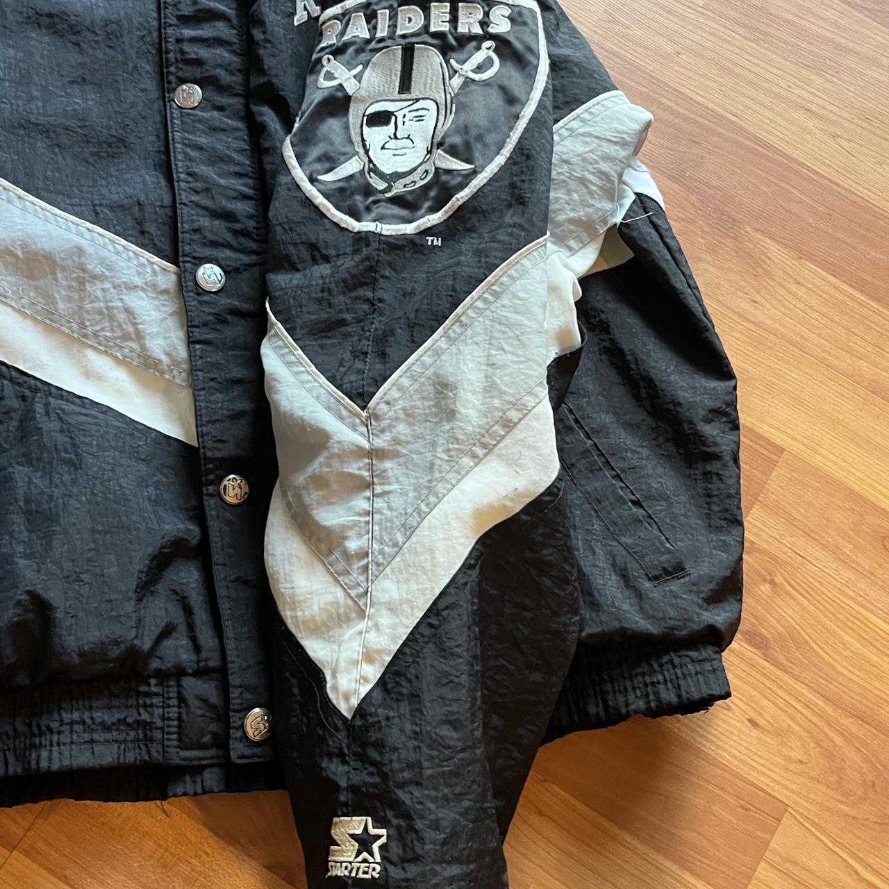 Vintage 90s Raiders NFL Starter Puffer Jacket Men's - Depop