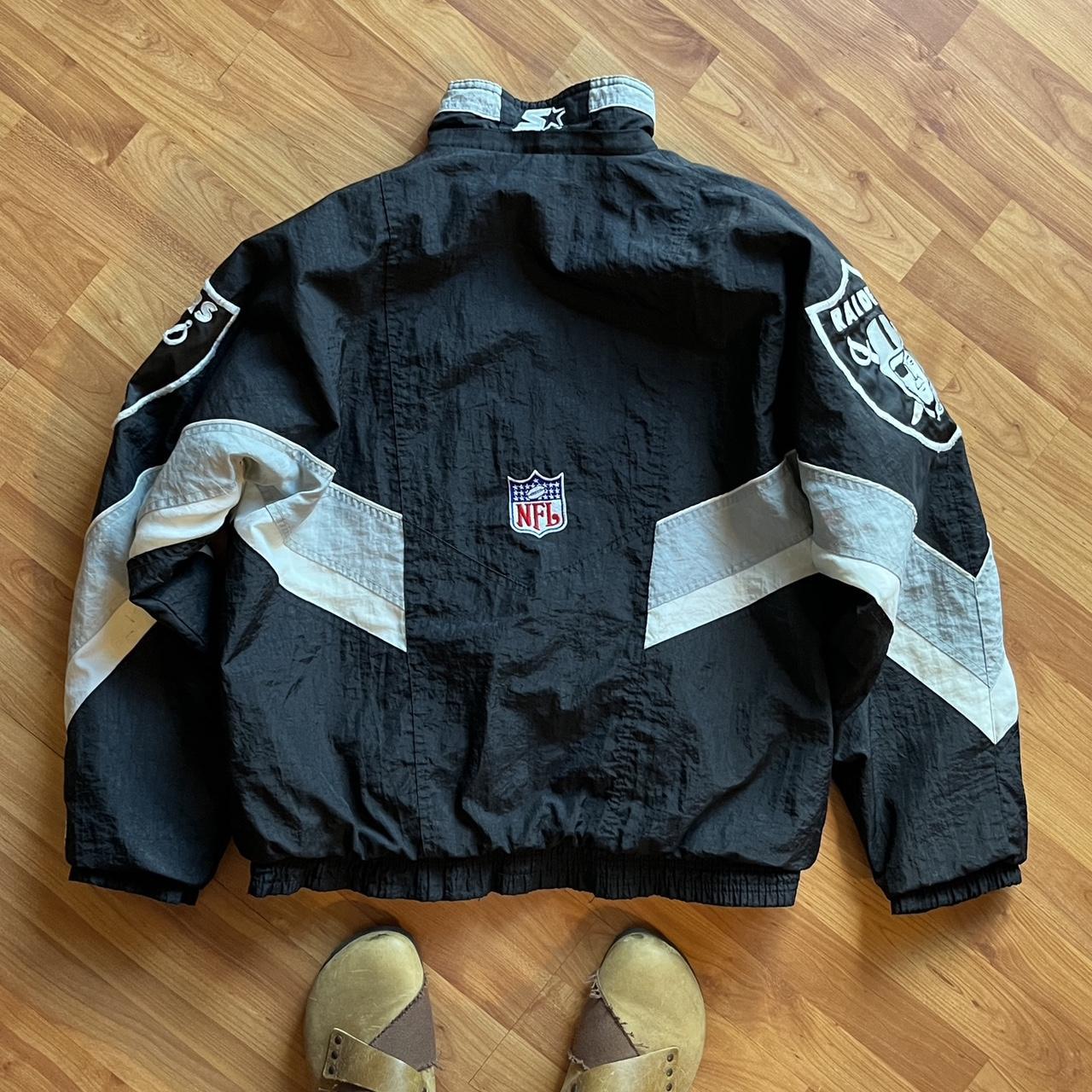 Vintage 90s Raiders NFL Starter Puffer Jacket Men's - Depop