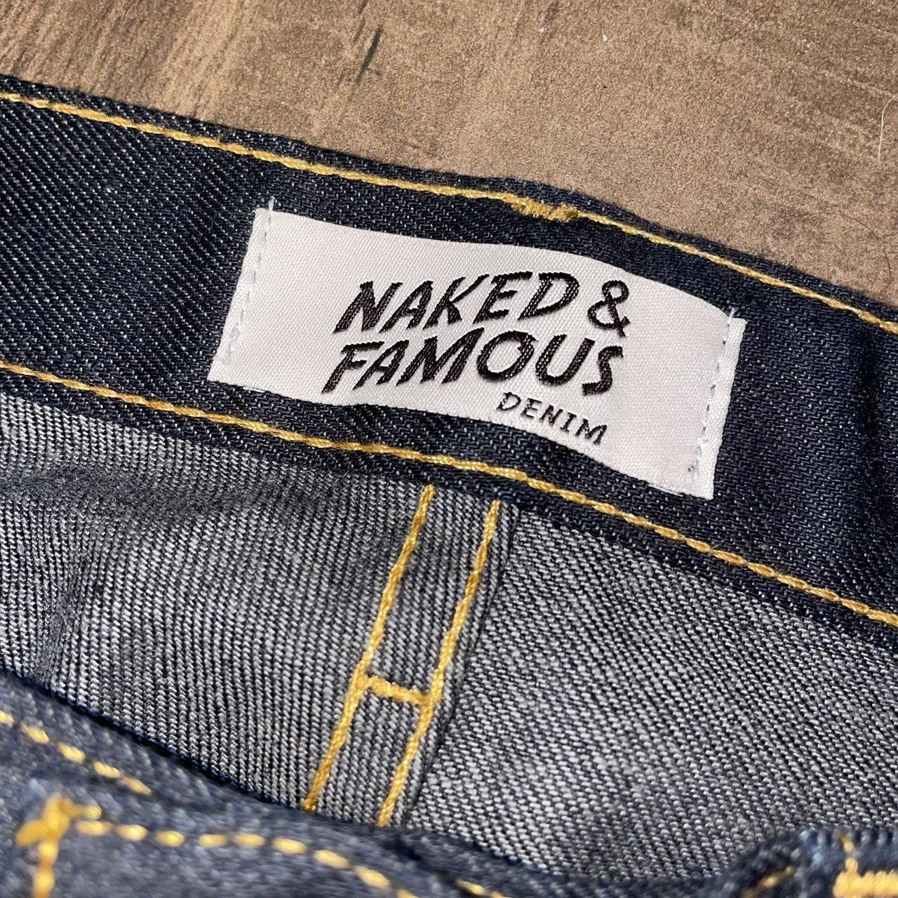 Naked Famous Denim Men S Navy And Black Jeans Depop