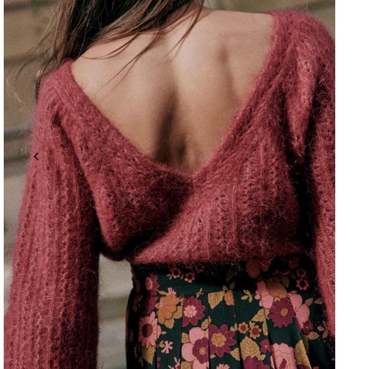Sézane Women's Red and Burgundy Jumper (2)