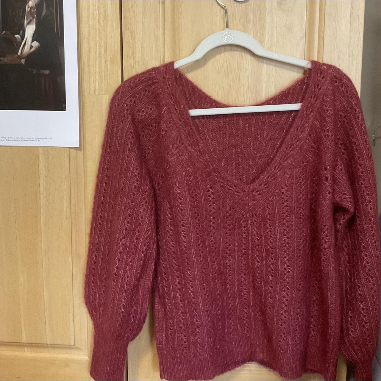 Sézane Women's Red and Burgundy Jumper (4)