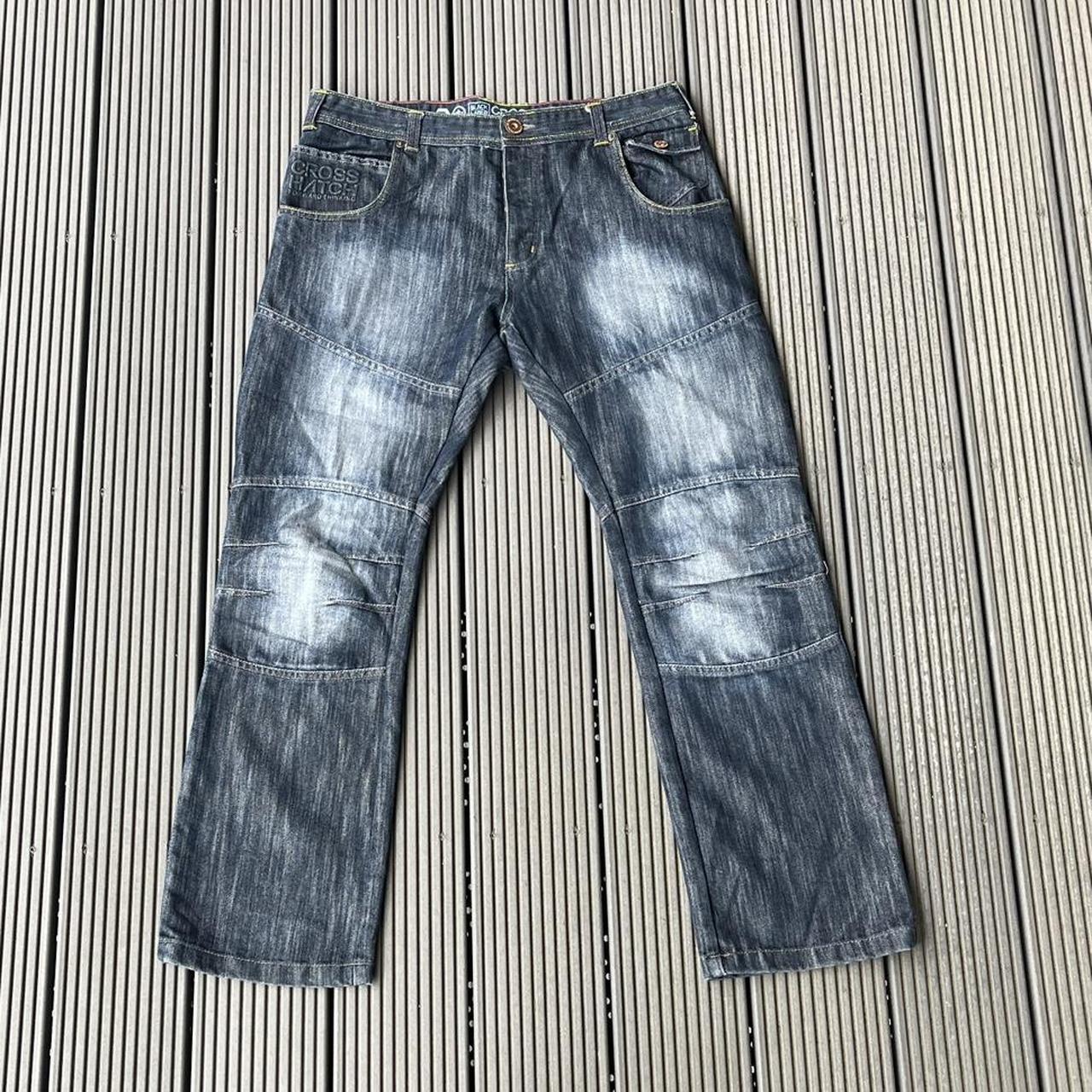 Baggy Crosshatch Jeans 2000s Skater Pants, W36