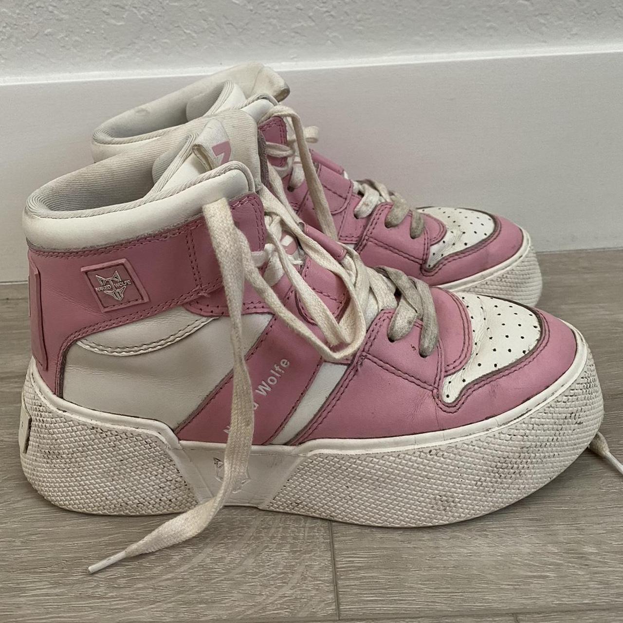 Naked Wolfe Women S Pink Trainers Depop