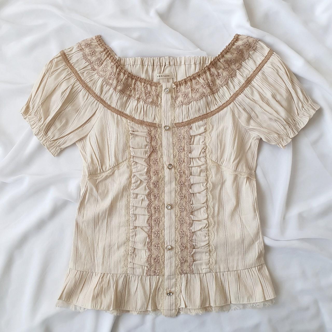 japanese milkmaid top axes femme top with lace,... - Depop