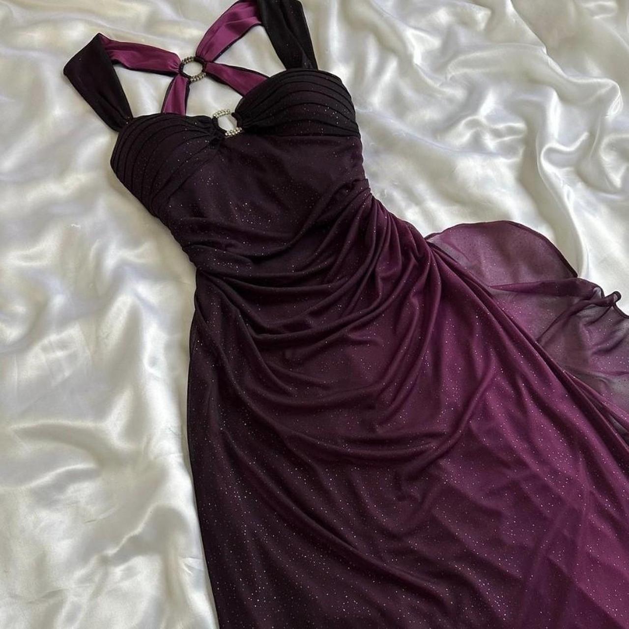 purple prom dress stunning 90s vintage glittery... - Depop