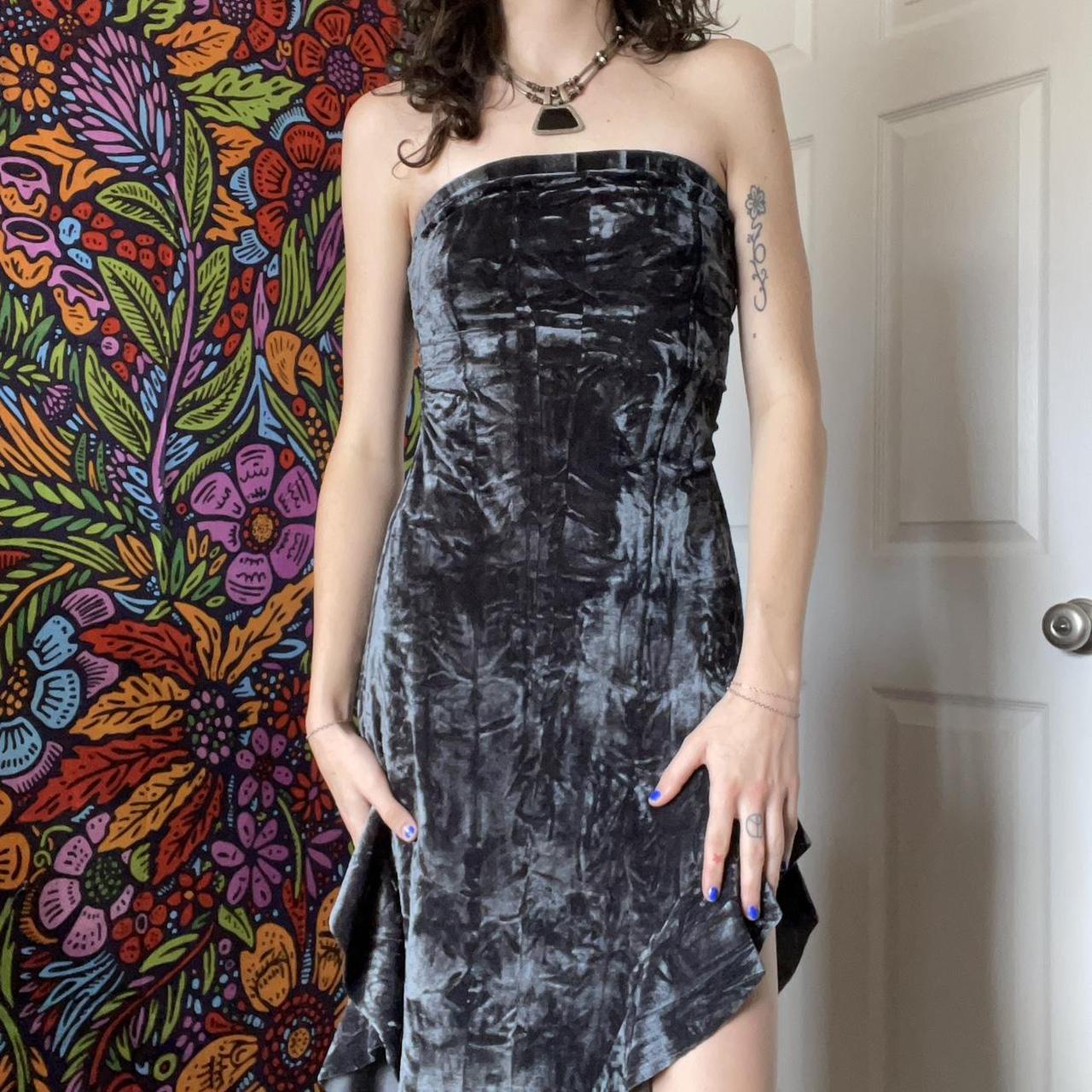Black Velvet Dress New with tags!! Asymmetrical... | Depop