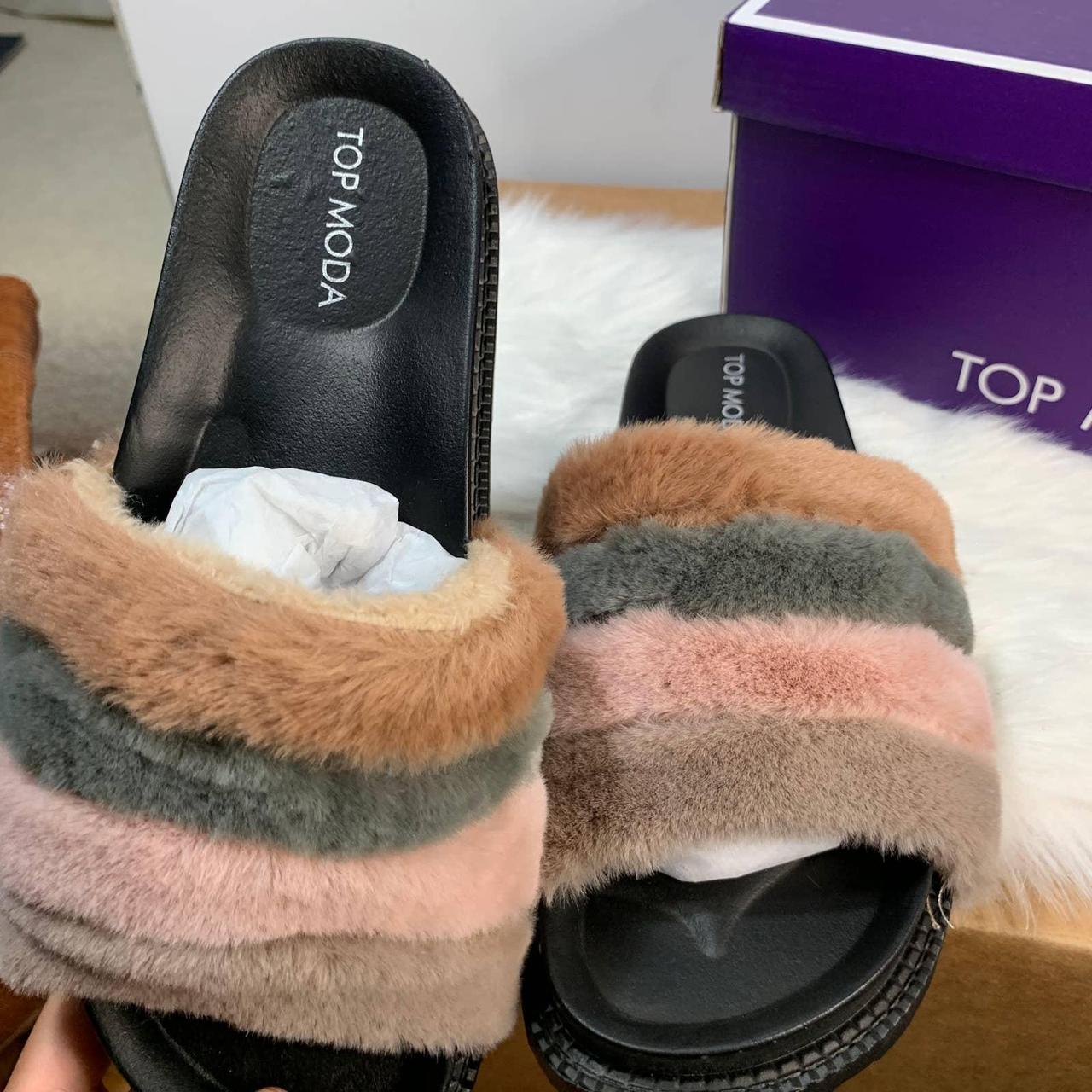 TOP MODA Faux Fur Slide Sandal Women s Shoes Size Depop