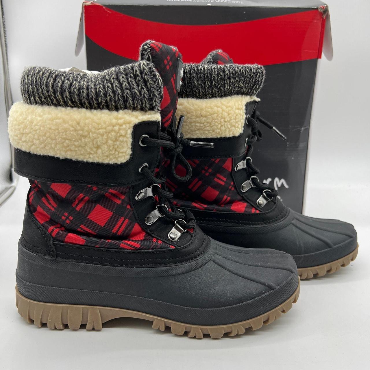 Cougar Winter Boots Size 8 Black Red Plaid Carlisle. Depop