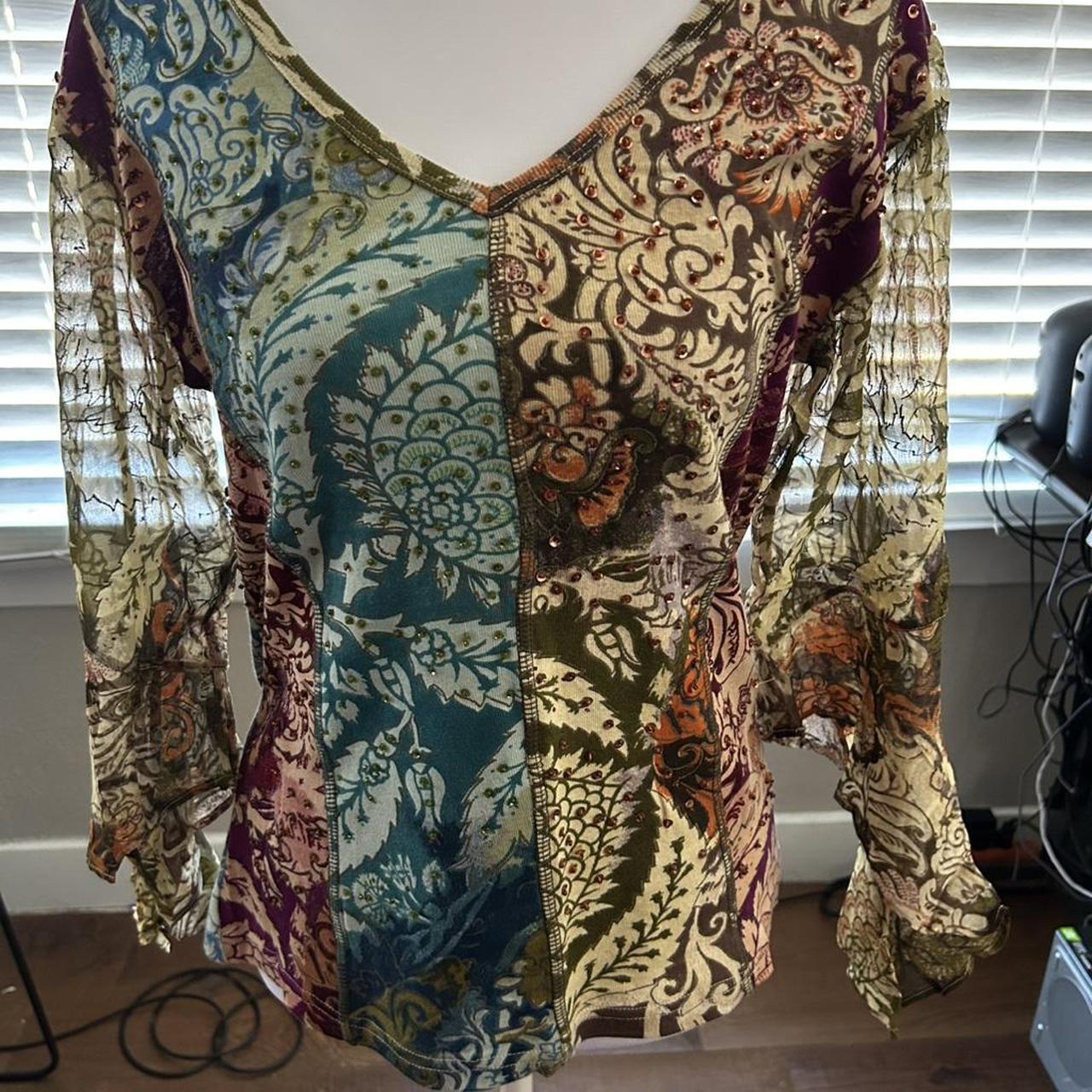 Women's Blouse - Multi - L – multi-color patchwor… - image 1