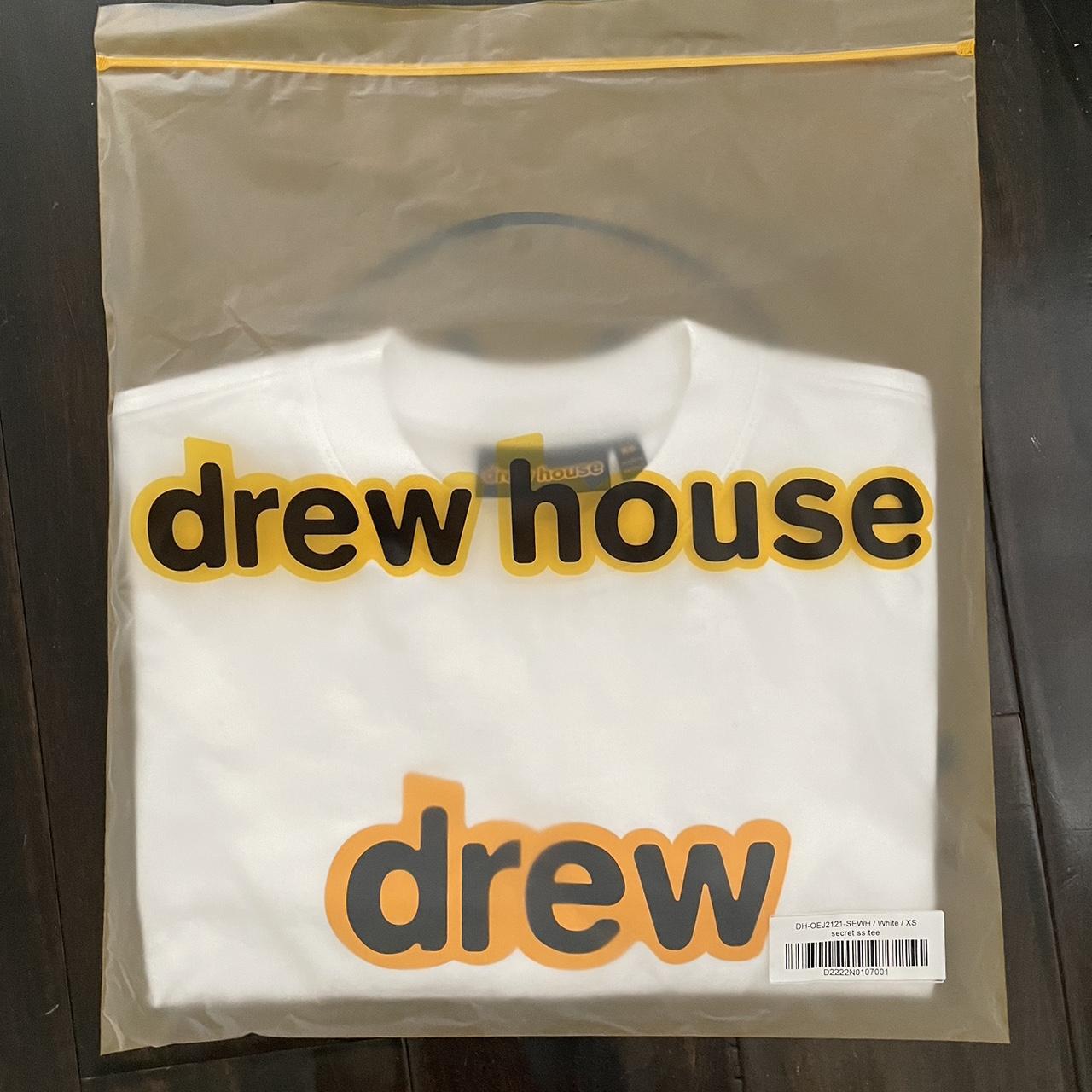 Drew House Men's White and Black Tshirt Depop