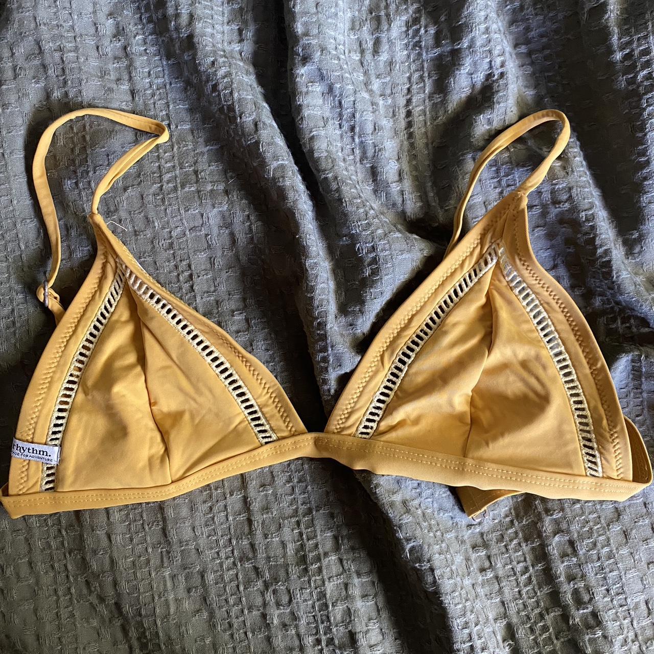 Rhythm Swimwear YELLOW/MUSTARD Size L bikini top... Depop