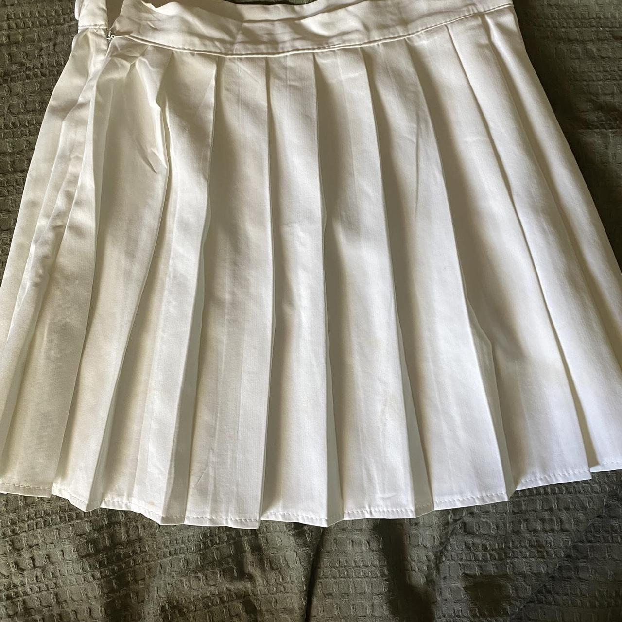 Thrifted pleated tennis skirt - WHITE size L Brand... - Depop