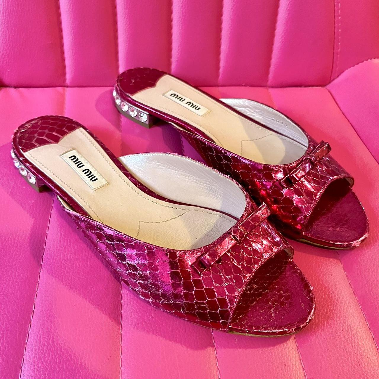 Vintage pink metallic snake leather Miu Miu shoes. | Depop