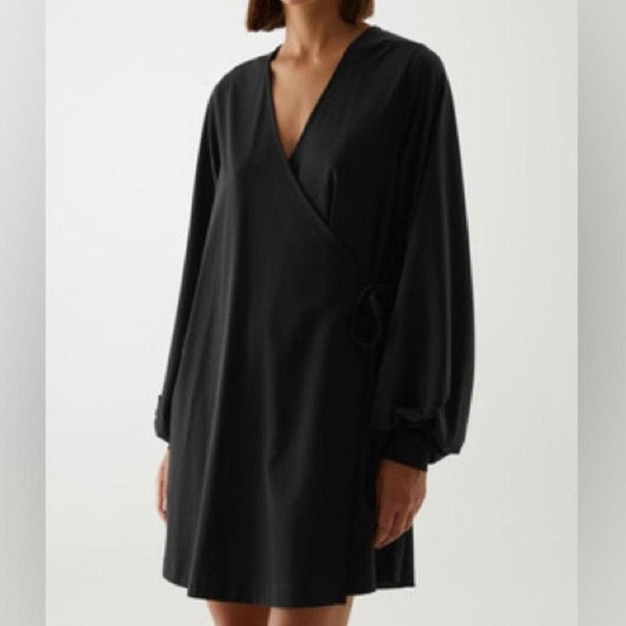 COS black wrap dress tunic with long balloon