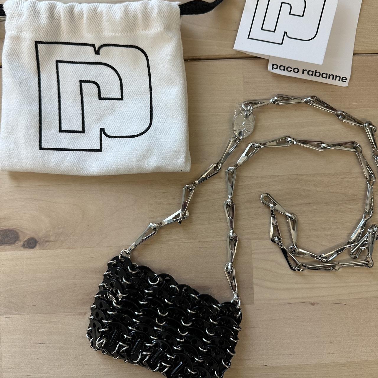 Black Silver Paco Rabanne micro bag Depop