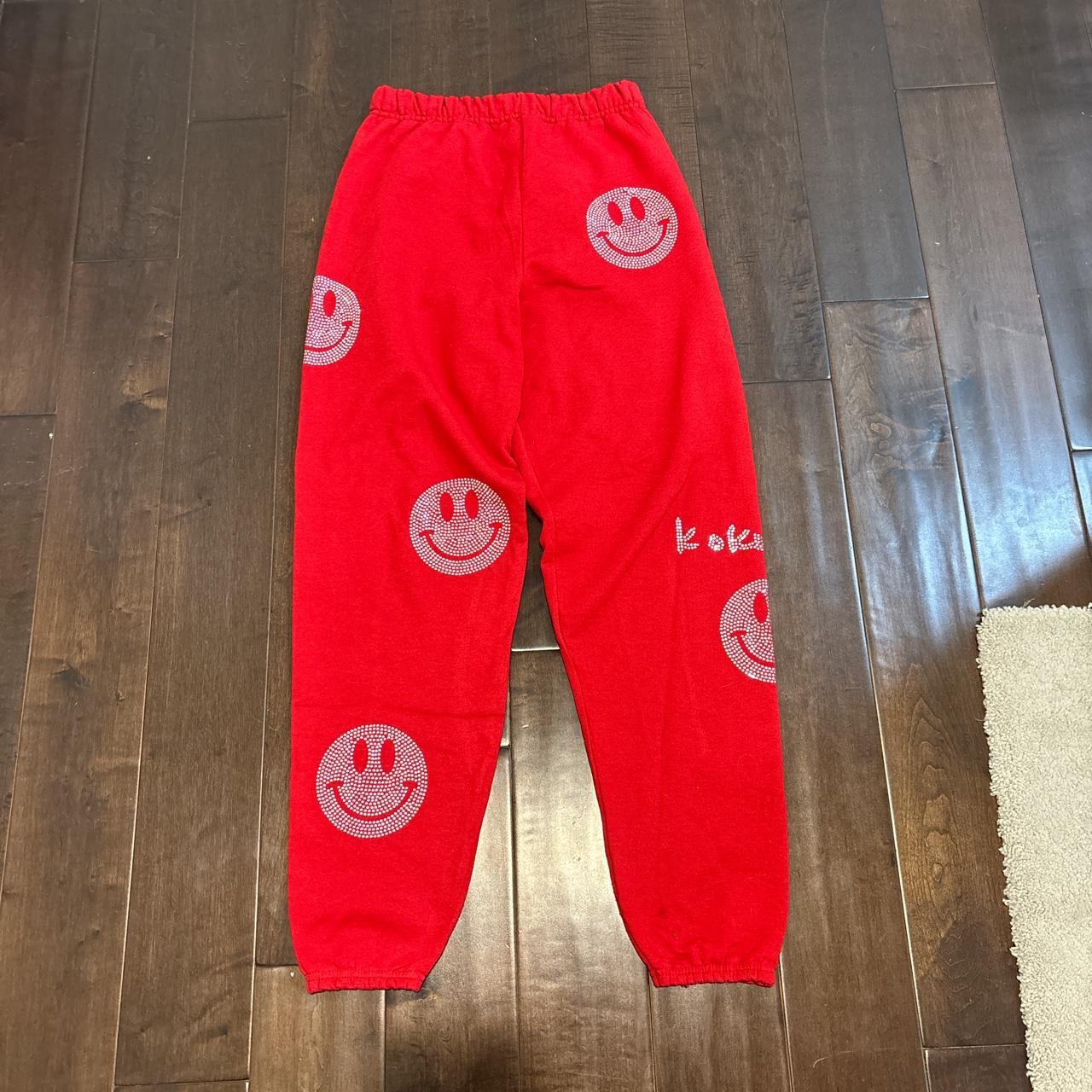 Rhinestone smiley face sweatpants new arrivals