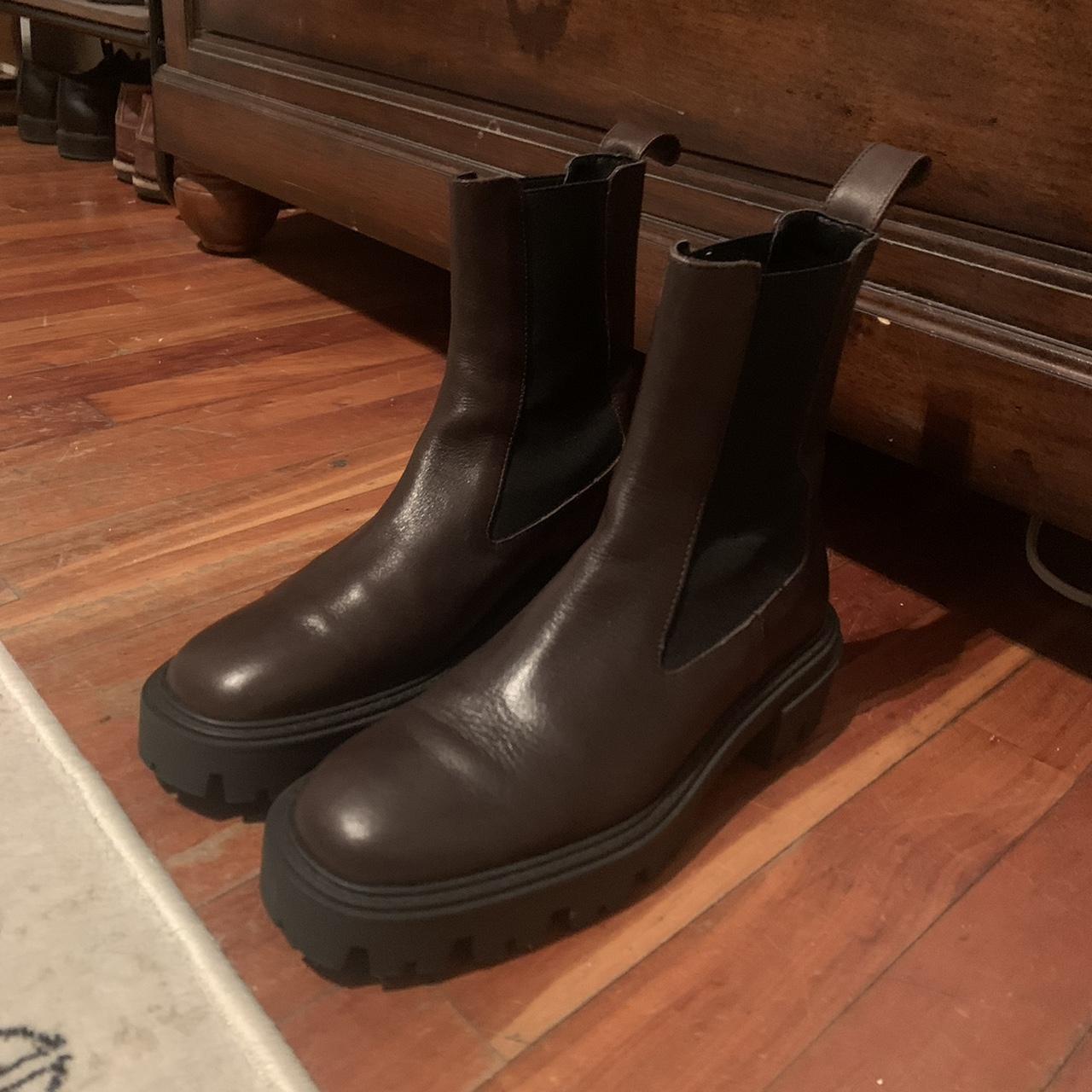black and brown boots