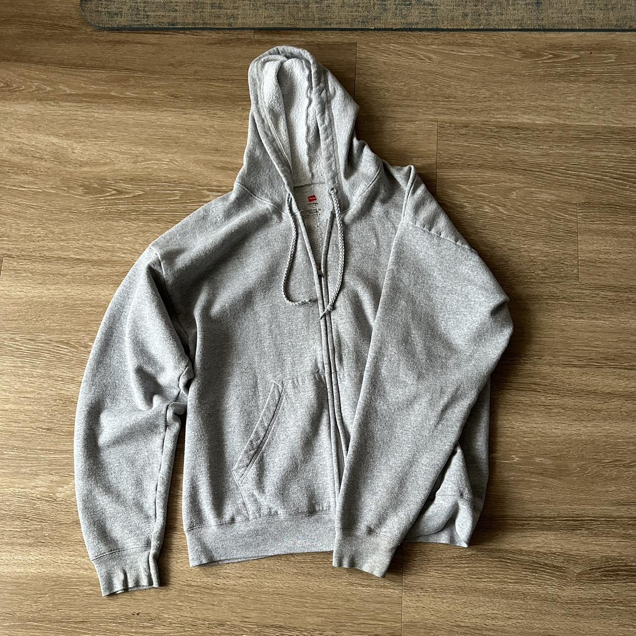 Hanes light grey zip up hoodie Size L Super light... Depop