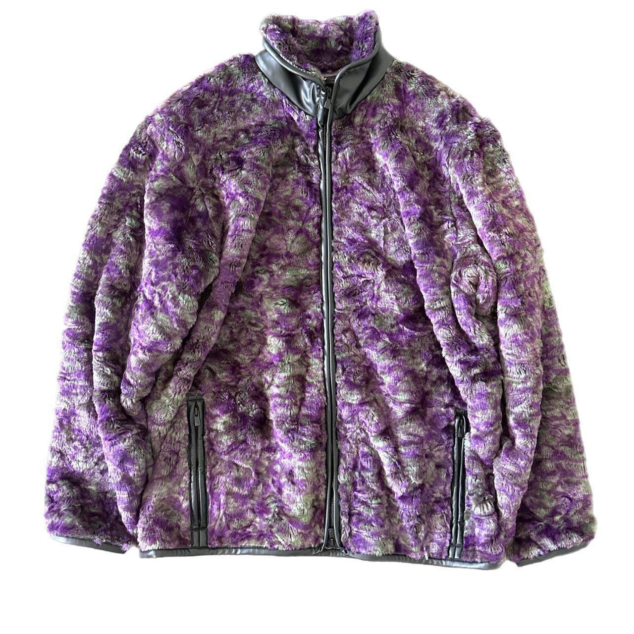 Needles Faux Fur Uneven Print Jacket Purple L Brand... - Depop