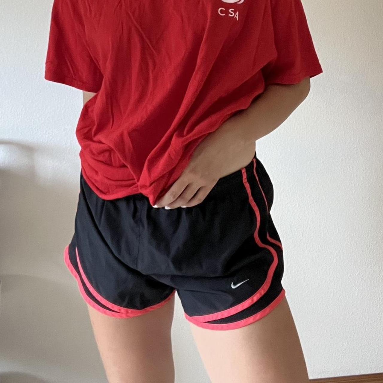 nike women's black and orange shorts