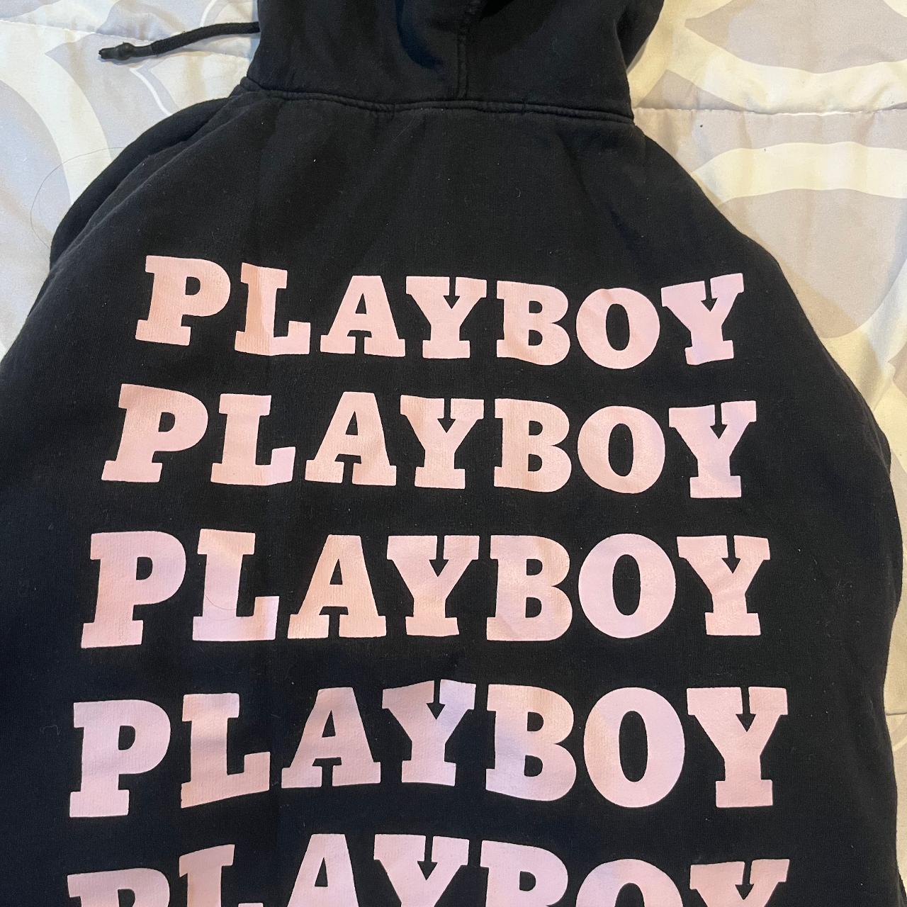 oversized Playboy hoodie black & pink SIZE: S FAST... - Depop