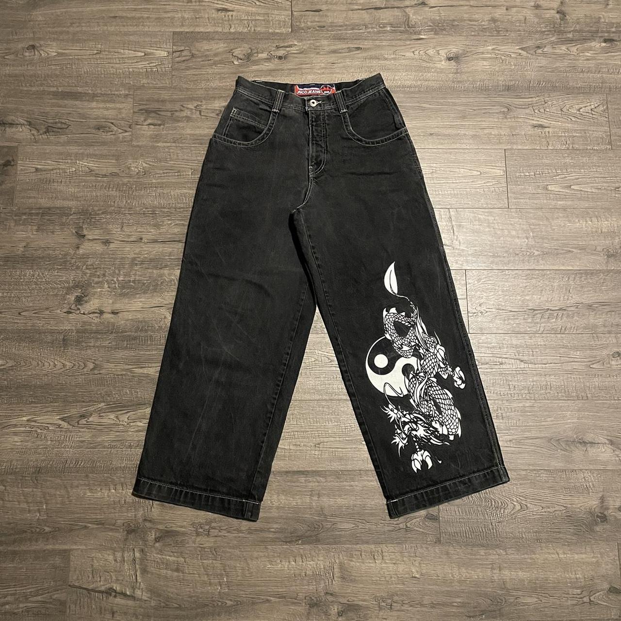 Jnco Yin Yang Dragon 31x30 23 leg opening... - Depop