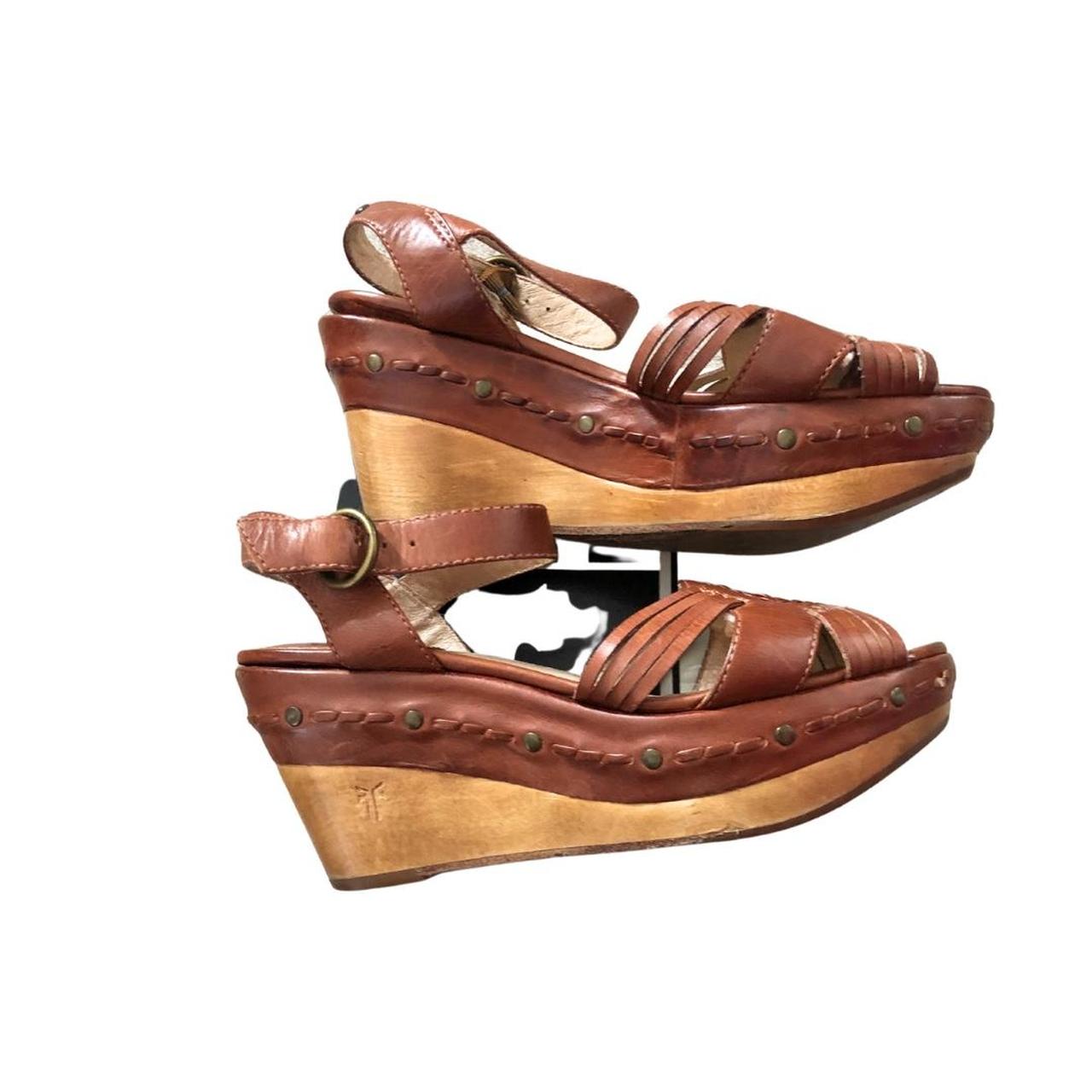 Vintage Frye Carlie Huarache brown wedges sandals