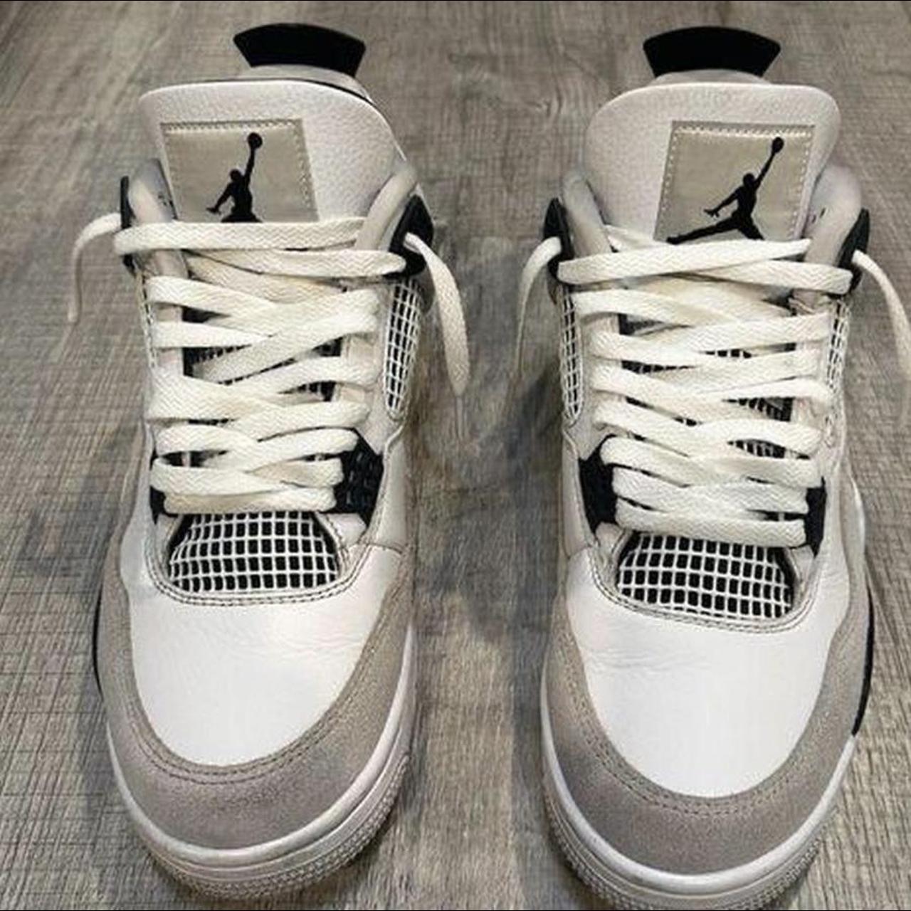 Custom Jordan 4 Size 12 Decreased, Some Heel Drag, - Depop